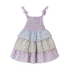 Andy and Evan floral Tiered smocked sundress Pink and Purple  size 3T NWOT